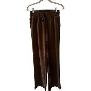 Nux Chocolate Brown Sweatpants Size L Wide Leg Casual Athleisure Drawstring